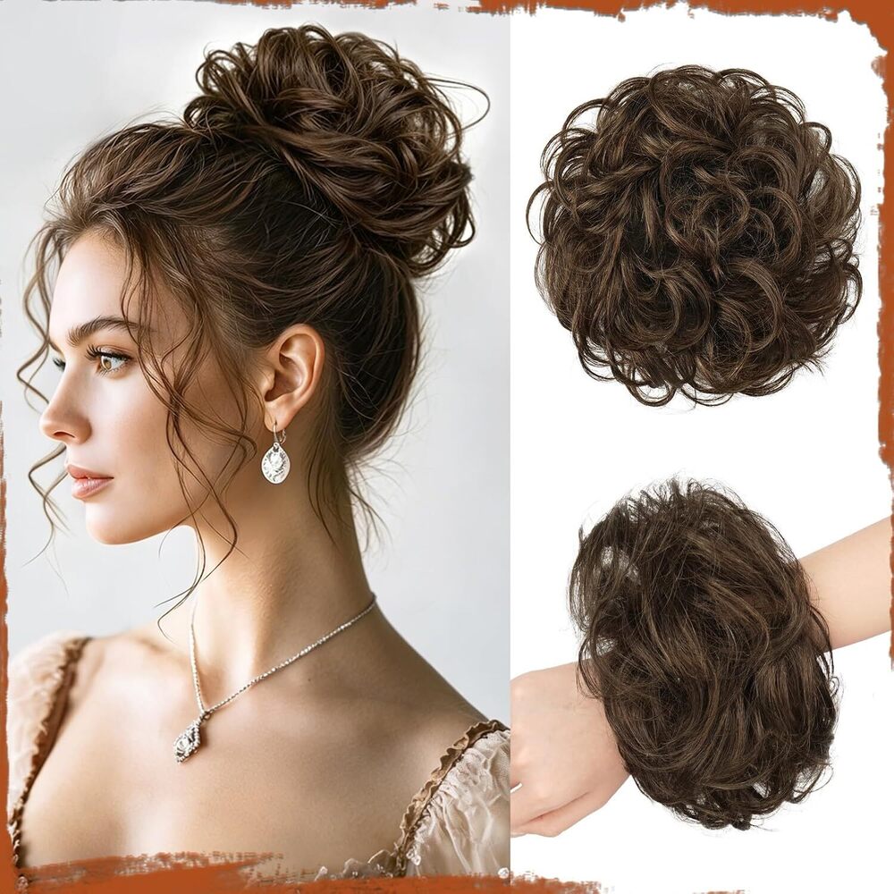 Human Hair Bun 100% Real Human Hair Messy Bun Natural Wavy Curly